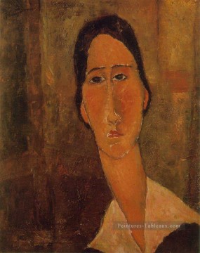 jeanne hebuterne avec col blanc 1919 Amedeo Modigliani Peinture à l'huile